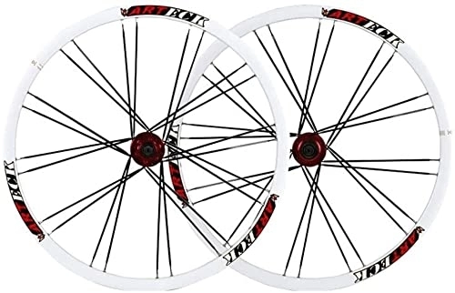 Mountain Bike Wheel : Wheelset 26Inch Bicycle Wheelset, Disc Brake Double Wall Alloy Rim MTB QR 7 / 8 / 9 / 10 Speed 24H Sealed Bearing MTB Bike Wheels road Wheel (Color : Red, Size : 26inch)
