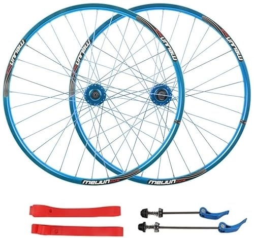 Mountain Bike Wheel : Wheelset 26Inch Mountain Bicycle Cycling Wheelset, Bike Double Wall Quick Release Sealed Bearing 24 Hole Disc Brake 7 8 9 10 Speed road Wheel (Color : Blue, Size : 26inch)