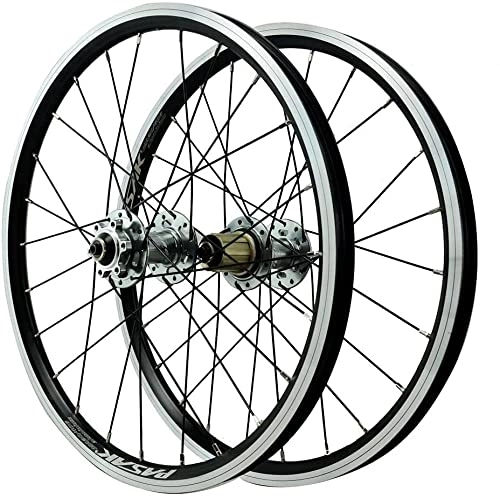 Mountain Bike Wheel : Wheelset 406 Disc Brake Cycling Wheels, 20" BMX Rim V Brake 24 Holes Quick Release Hub MTB Bicycle Wheel for 7 / 8 / 9 / 10 / 11 / 12 Speed Cassette road Wheel (Color : Silver, Size : 20inch)