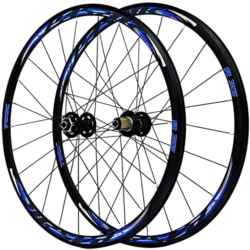 Mountain Bike Wheel : Wheelset 700C Road Bike 29in Bike Wheelset, Double Wall MTB Rim 24H Steel Round Bar V / C Brake Disc Brake Wheel Off-Road Disc Brake Wheels road Wheel (Color : Blue, Size : 700C)