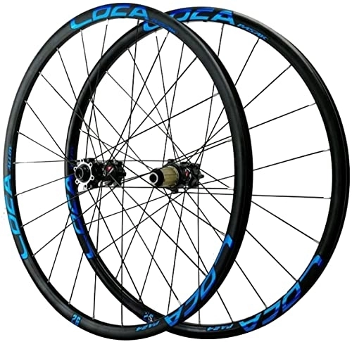 Mountain Bike Wheel : Wheelset Bicycle Wheelset 26 / 27.5 / 29in, Aluminum Alloy Ultralight Rim Thru Axle 24 Holes Disc Brake Mountain Bike Wheelset road Wheel (Color : Blue, Size : 29inch)