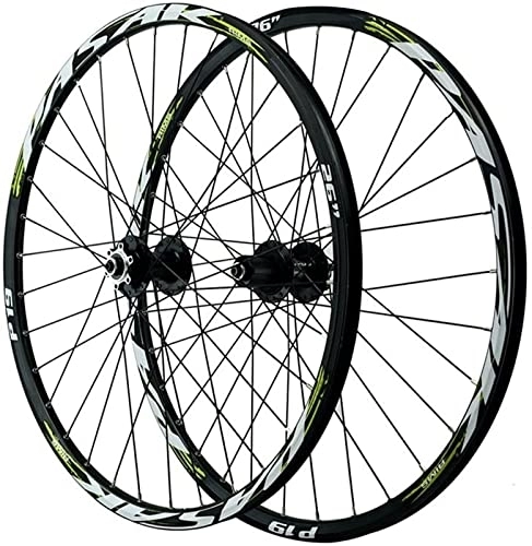 Mountain Bike Wheel : Wheelset Mountain Bike Wheelset 26" / 27.5" / 29", Disc Brake Bike Wheels 32 Holes Double Walled Aluminum Wheels Quick Releas for 7-12 Speed road Wheel (Color : Green, Size : 29")