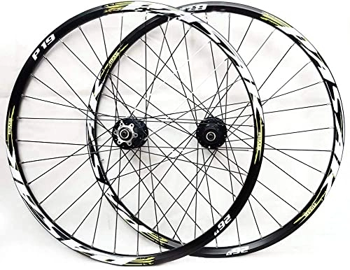 Mountain Bike Wheel : Wheelset Mountain Bike Wheelset, 26 / 27.5 / 29In Double Walled Aluminum Alloy MTB Rim Fast Release Disc Brake 32H 7-11 Speed Cassette road Wheel (Color : Green, Size : 29inch)