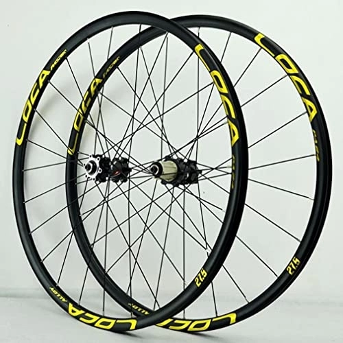 Mountain Bike Wheel : Wheelset Mountain Bike Wheelset 26 / 27.5 / 29In, Quick Release Aluminum Alloy Rim 24H Hub Disc Brake MTB Wheels Fit 7-12 Speed Cassette road Wheel (Color : Black Gold, Size : 27.5 inch)