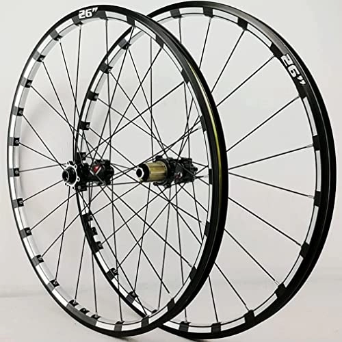 Mountain Bike Wheel : Wheelset Mountain Bike Wheelset 26 / 27.5", Bicycle Rim Disc Brake Wheels Thru Axle 24 Holes for 7 / 8 / 9 / 10 / 11 / 12 Speed Cassette Front Rear Wheel road Wheel (Color : Black Hub, Size : 27.5inch)