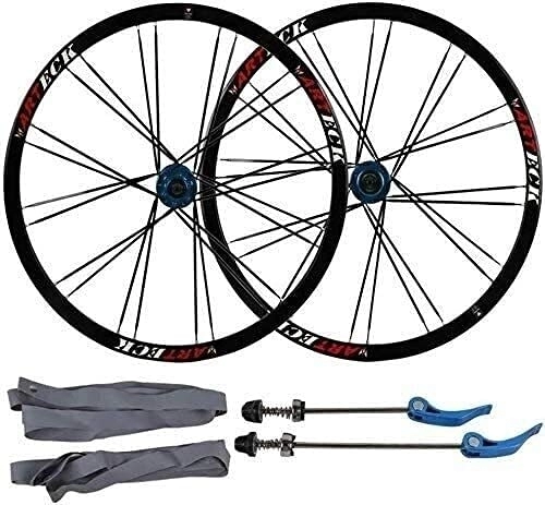 Mountain Bike Wheel : Wheelset Mountain Bike wheelset 26 inch, Aluminum Alloy Bicycle Rims Double- Walled disc Brake Quick Release Rear Front Wheel Palin Bearing road Wheel (Color : Blue hub, Size : 26inch)