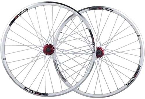 Mountain Bike Wheel : Wheelset MTB 26 Inch Bicycle Wheelset, Double Wall Alloy Rim Disc / Rim Brake Quick Release Bike Wheel 7 / 8 / 9 / 10 Speed Cassette Bicycle Parts road Wheel (Color : White, Size : 26inch)