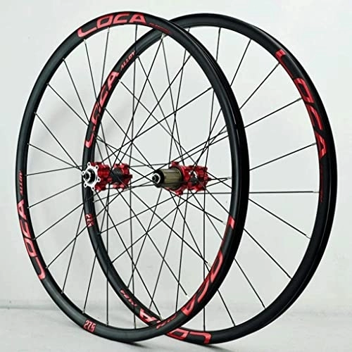 Mountain Bike Wheel : Wheelset MTB Cycling Wheels 26 / 27.5 / 29In, Quick Release Bicycle Front Rear Wheel Disc Brake Sealed Bearing Hub 24 Hole 7-11 Speed Cassette road Wheel (Color : B-red, Size : 27.5inch)