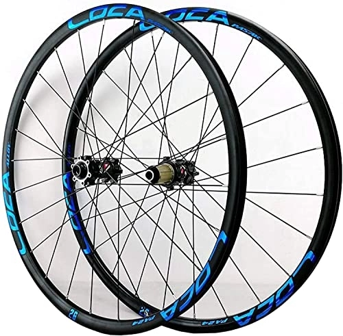 Mountain Bike Wheel : Wheelset MTB Wheelset 26 / 27.5 / 29in, Thru Axle Front And Rear Wheel Aluminum Alloy Disc Brake 24H 8 / 9 / 10 / 11 / 12 Speed Flywheel road Wheel (Color : Blue, Size : 27.5inch)