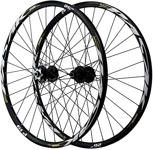 Mountain Bike Wheel : Wheelset TYXTYX 26 / 27.5Inch MTB Wheelset Bike Racing, Double Wall Aluminum Alloy Disc Brake Hybrid / Mountain 11 Speed Flywheel Wheels road Wheel (Color : Yellow, Size : 27.5inch)