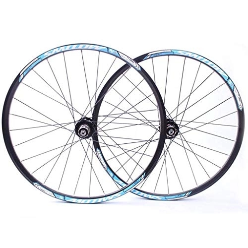 Mountain Bike Wheel : XCJJ 26" Mountain Bike Wheel Set, Alloy Double Wall MTB Bicycle Wheel Set 28H Disc Rim Brake 8 9 10 Speed Sealed Bearings Hub, Blue, 26inch