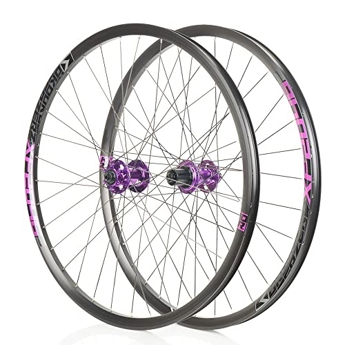 Mountain Bike Wheel : XF2046 Classic MTB Mountain Bike Front & Rear Tubeless Wheelset for Shimano 8-11S - 26 / 27.5 / 29" Black Purple (26")
