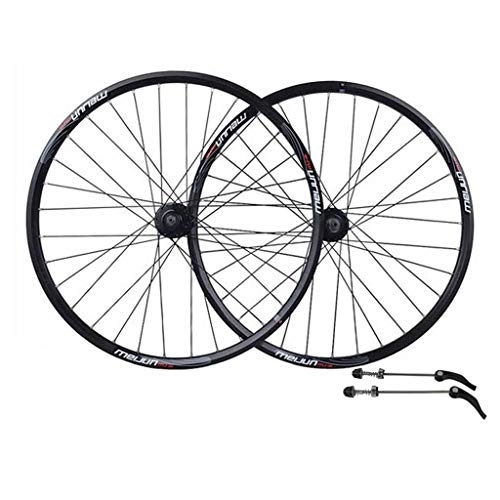 Mountain Bike Wheel : Xiami Front And Rear Wheelset Mountain Bike Wheelset 26" 7 / 8 / 9 / 10 Speed Disc Brake 32 Hole Quick Release Bicycle Wheel Aluminum Alloy Wheel (Color : Black)