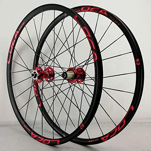 Mountain Bike Wheel : Xiami Mountain Bike Wheel Set 26" / 27.5" Aluminum Alloy Sandblasting Anode Rim Six-claw 8-12 Speed 24 Article Flat Spokes Disc Brake Red Hub+Red Trademark Quick Release (Front+Rear Wheels)