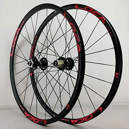 Mountain Bike Wheel : Xiami Mountain Bike Wheel Set Disc Brake 26" / 27.5" Aluminum Alloy Sandblasting Anode Rim Six-claw 8-12 Speed Flat Spokes Black Hub Red Trademark Quick Release (A Pair Of Wheels)