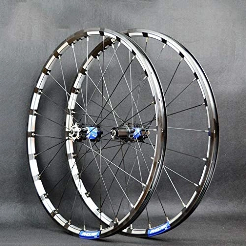 Mountain Bike Wheel : Xiami Quick Release Mountain Bike Wheel Set Straight-pull 24-hole 4 Bearing Disc Brake 26" / 27.5" 3-sides CNC Aluminum Rim Black+Blue Hub Drum(A Pair Wheels) (Size : 27.5")