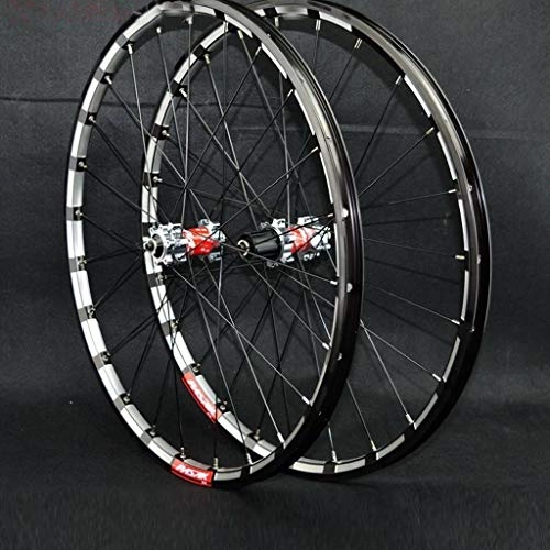 Mountain Bike Wheel : Xiami Quick Release Mountain Bike Wheel Set Straight-pull 24-hole 4 Bearing Disc Brake 26" / 27.5" 3-sides CNC Aluminum Rim Titanium+Red Hub drum(A Pair Wheels) (Size : 27.5")