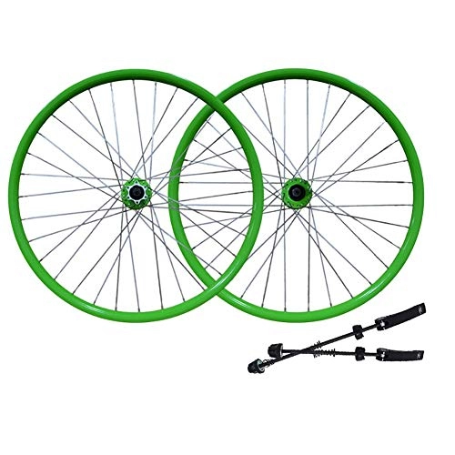 Mountain Bike Wheel : XIAOFEI Mountain Bike 26 Inch Wheels, Bicycle Quick Release Hub Aluminum Alloy Double Rim Disc Brake Wheel Hub, 32 Hole Disc Brake Double Rim Wheel Set, Green