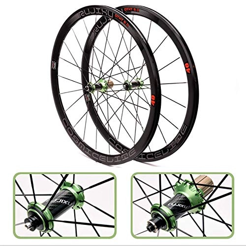 Mountain Bike Wheel : XIAOFEI Mtb Mountain Bike Hub Wheelset, Road Bike Wheels, V / C Brake Light 700c Breaking Wind Strip, 40mm Reflective Carbon Fiber Tube Hub, Green