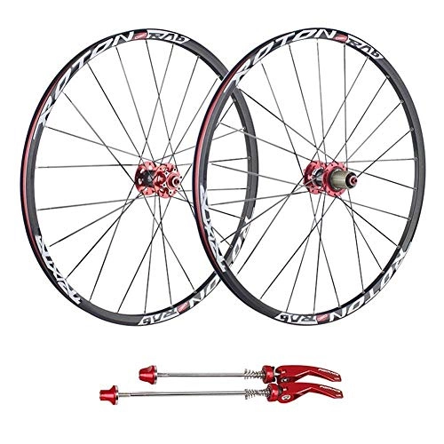 Mountain Bike Wheel : XIAOL 26" 27.5" Wheel Mountain Bike, MTB Bicycle Wheels Carbon Fiber Hub Aluminum Alloy Double Wall Rim - About 1820g, Red-26inch
