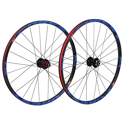 Mountain Bike Wheel : XIAOL Bicycle Front Rear Wheels For 26" 27.5" Mountain Bike, MTB Bike Wheel Set 7 Bearing Alloy Drum Disc Brake 8 9 10 11 Speed, Blue-26inch