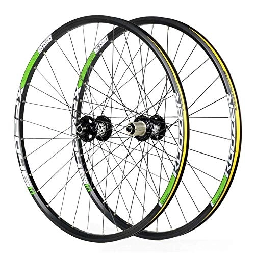 Mountain Bike Wheel : XIAOL MTB Cycling Wheels For 26 27.5 29 Inch Mountain Bike Wheelset, Alloy Double Wall Quick Release Disc Brake Compatible Shimano 8-11 Speed, Green-27.5inch