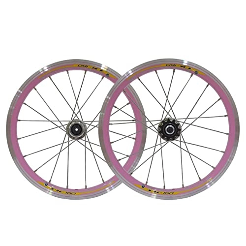 Mountain Bike Wheel : XWSM 16 Inch Bike Wheelset Double-layer Alloy Rim V Brake Quick Release MTB Bicycle Front And Rear Wheels 20-hole Single-speed Hub For Folding Bicycle (Color : D)