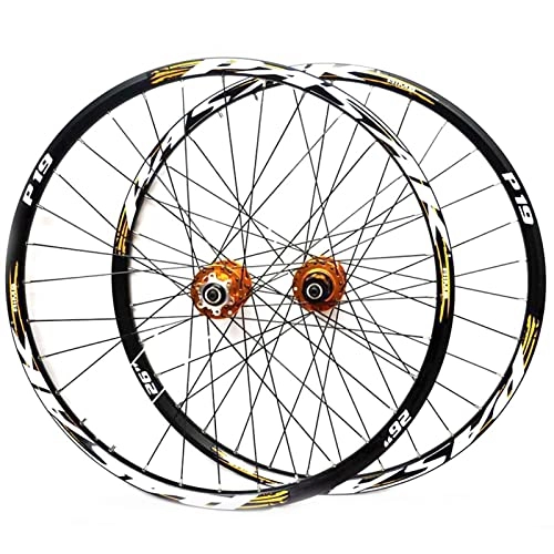 Mountain Bike Wheel : XWSM 26 27.5 29 Inch Mountain Bike Wheelset, MTB Bicycle Wheelset Front Rear Wheel Quick Release Disc Brake Double Wall Rim 32H 7 8 9 10 11 Speed 2200g / pair (Color : Gold, Size : 27.5in)