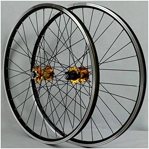Mountain Bike Wheel : XYSQWZ Mountain Bike Cycling Wheelset 26 Inch, Double Wall Aluminum Alloy MTB Rim V-Brake Hybrid Freewheel 7 8 9 10 Speed Disc