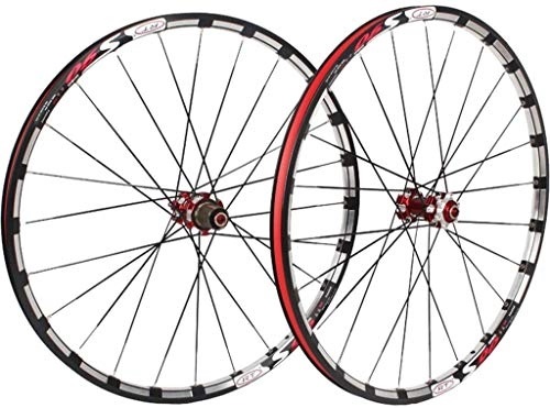 Mountain Bike Wheel : YSHUAI Bicycle Wheel 26 27.5 inch bicycle Wheelset MTB Trilateral Milling Double Wall Carbon wheel hub QR disc brakes front and rear 7-11 speed 24H, Silver, 26inch