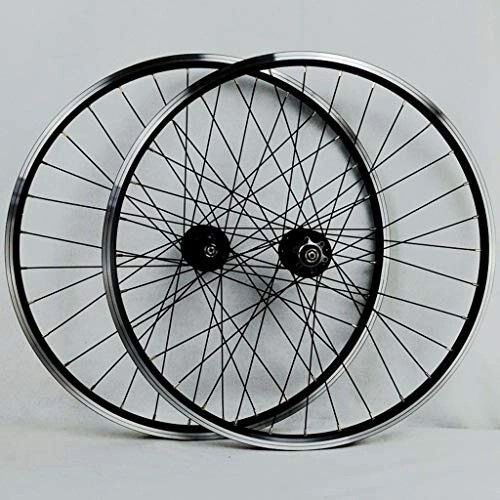 Mountain Bike Wheel : Yuanfang 26" Mountain Bike Wheel Set Quick Release Aluminum Alloy Rim 7-11 Speed 32 Holes Front 2 Rear 4 Bearing Disc Brake Hub Drum Cassette Flywheel (A Pair Of Wheels) (Color : Black, Size : 26")