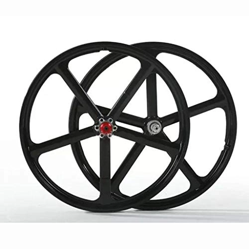 Mountain Bike Wheel : Yuanfang Magnesium Titanium Alloy Wheel Sets 20" Disc Brake 5-Blade Integrated Wheel For Folding Mountain Bike Modification Quick Release Cassette Spinning Flywheel BLACK (Front & Rear Pair Wheels)