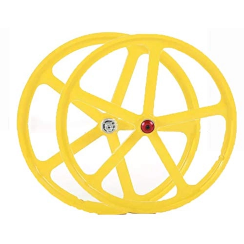 Mountain Bike Wheel : Yuanfang Magnesium Titanium Alloy Wheel Sets 20" Disc Brake 5-Blade Integrated Wheel For Folding Mountain Bike Modification Quick Release Cassette Spinning Flywheel Yellow (Front & Rear Pair Wheels)