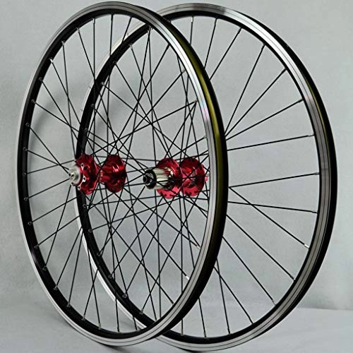 Mountain Bike Wheel : Yuanfang Mountain Bike Wheel Set 26" Aluminum Alloy Disc V Brake Rim 7-11 Speed 32 Holes Novatec Front 2 Rear 4 Bearing Hub Quick Release (A Pair Of Wheels) (Color : Red, Size : 26")