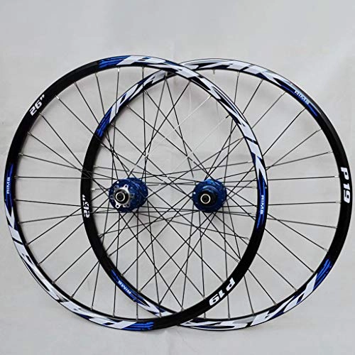 Mountain Bike Wheel : Yuanfang Mountain Bike Wheel Set 32 Steel ​​holes 26" / 27.5" / 29" Bicycle Wheel Set Bearing Disc Brake Quick Release Cassette Flywheel Blue Drum+Blue Sign(Front Wheel + Rear Wheel)