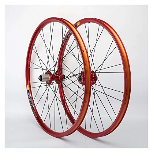 Mountain Bike Wheel : Yuanfang NUE 26 Inch Mountain Bike Wheelset Disc Brake Aluminum Alloy Red Rim 11-speed Bearing Cassette Red Hub Quick Release (Front Wheel+Rear Wheel) CN (Size : 26")