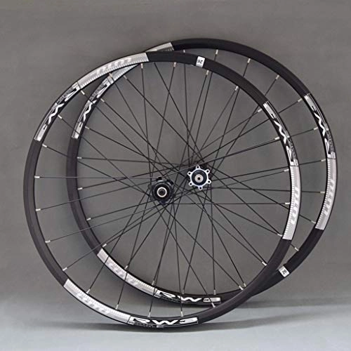 Mountain Bike Wheel : Yuanfang NUE Mountain Bike Wheelset 26 / 27.5 Inch Disc Brake Aluminum Alloy Rim 10 speed Cassette Bearing Hub Barrel Shaft QR Convertible White Label(Front+Rear Wheel) CN (Size : 26")