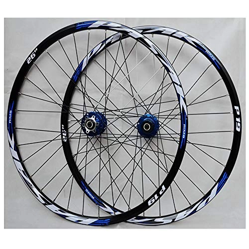 Mountain Bike Wheel : YUASIA 26 inch Mountain Bike Wheelset, MTB Double Walled Aluminum Alloy Hub Rim Disc Brake Quick Release Mountain Bicycle wheels set, Bike Front and Rear Wheel for 7 / 8 / 9 / 10 / 11 Speed Freewheel Set, Blue