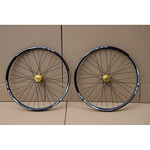 Mountain Bike Wheel : YUDIZWS Mountain Bike Wheelset 26 / 27.5 / 29 Aluminium Alloy Rim Disc Brake Mtb Bicycle Wheel 4 Bearing Siutable For 8-11 Speed Quick Release (Color : Gold, Size : 27.5inch)