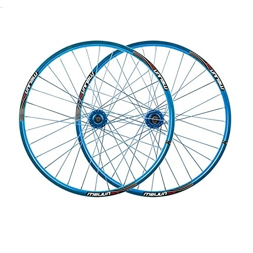 Mountain Bike Wheel : YUDIZWS Mtb Wheelset 26 Aluminum Alloy Rim 32 Holes Disc Brake Mountain Wheels Suitable For 7-9 Speed Flywheel Quick Release Axles Bicycle Accessory (Color : Blue, Size : 26inch)