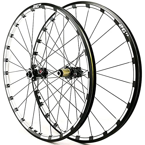 Mountain Bike Wheel : YUDIZWS Wheelset Bike Mtb 26 / 27.5 Thru-axle Aluminum Alloy Rim Disc Brake Mountain Bicycle Wheels 24 Holes Compatible With 7 / 8 / 9 / 10 / 11 / 12 Speed (Color : B, Size : 26inch)
