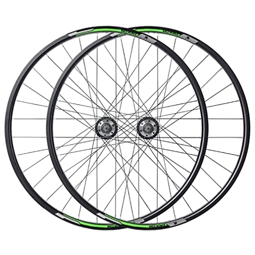 Mountain Bike Wheel : YUISLE MTB Disc Brake Wheelset 27.5'' Mountain Bike Rim Quick Release Front Rear Wheels Bicycle Wheelset 32H Hub For 7 / 8 / 9 / 10 Speed Cassette (Color : Green, Size : 27.5'')