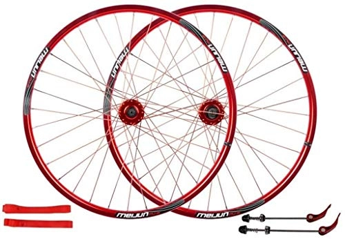 Mountain Bike Wheel : YZU Alloy Double Wall Rim 26 Inch MTB Cycling Wheels Mountain Bike Wheelset, Disc Brake Quick Release Sealed Bearings Compatible 7 8 9 10 Speed 32H, Red, 26inch