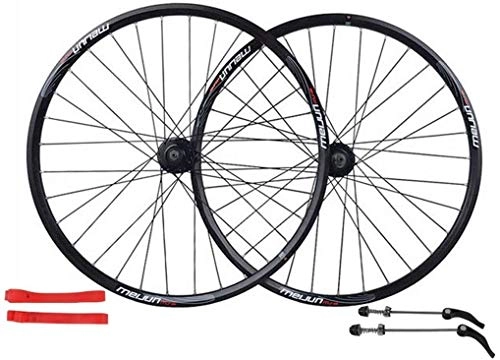 Mountain Bike Wheel : YZU Mountain Bike Wheelset 26 Inch, MTB Cycling Wheels Aluminum Alloy Double Wall Rim Disc Brake Quick Release Sealed Bearings Compatible 7 8 9 10 Speed 32H, Black, 26inch