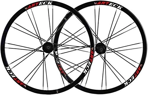 Mountain Bike Wheel : YZU Mountain Bike Wheelset 26" MTB Bicycle Double Wall Alloy Rim Quick Release Disc Brake Sealed Bearings 7 8 9 10 S 24H F1077g R1265g, Black, B