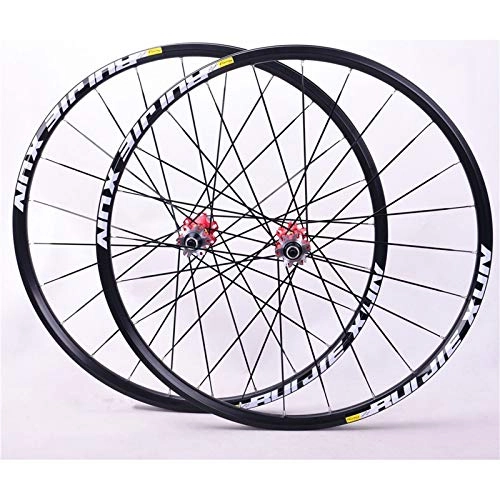 Mountain Bike Wheel : Zatnec 26'' 27.5'' 29'' Mountain Bike Wheels Carbon Fiber Bicycle Wheelset QR Front 2 Rear 4 Peilin Hube Double Wall Alloy Rim 8-9-10-11 Speed (Color : Red hub, Size : 26inch)