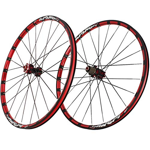 Mountain Bike Wheel : Zatnec 26'' 27.5'' Cycling Wheels Bicycle Wheelset For Mountain Bike Disc Brake Quick Release Double Wall Alloy Rim For 8 / 9 / 10S Cassette Flywheel (Color : Red hub red logo, Size : 27.5inch)