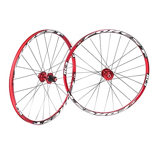 Mountain Bike Wheel : Zatnec 26 27.5 Inch Mountain Bike Wheelset Front Rear Wheel Double Layer Alloy Rim Disc Brake Quick Release 24H 8 9 10 11 Speed Palin Bearing Hub (Color : A, Size : 26in)