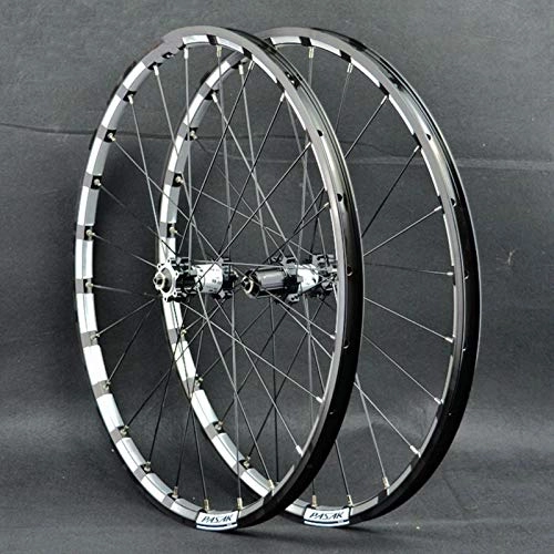 Mountain Bike Wheel : Zatnec 26 27.5 Inch Mountain Bike Wheelset Rim Front Rear Wheel Set Quick Release CNC 24 Holes Double Wall Alloy Rim For 7 / 8 / 9 / 10 / 11 / 12 Speed (Color : Black white hub, Size : 27.5inch)