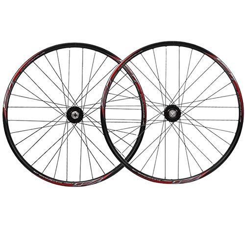 Mountain Bike Wheel : Zatnec 26 Inch Mountain Bike Wheelset Front 2 Rear 4 Palin Hub Aluminum Alloy Rim Quick Release Disc Brake Bicycle Wheel Set For 7 8 9 10 Speed (Color : A)